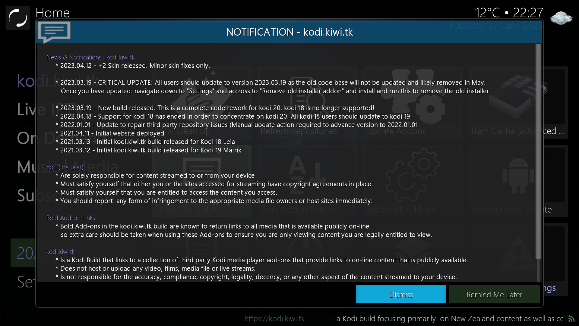News & notification screenshot