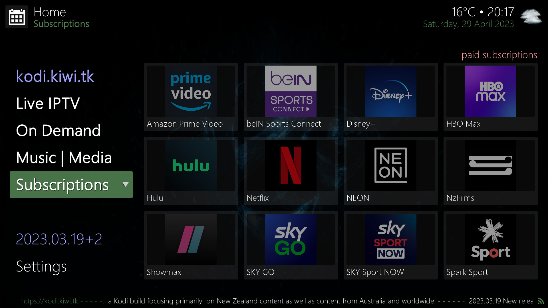Subscriptions screenshot