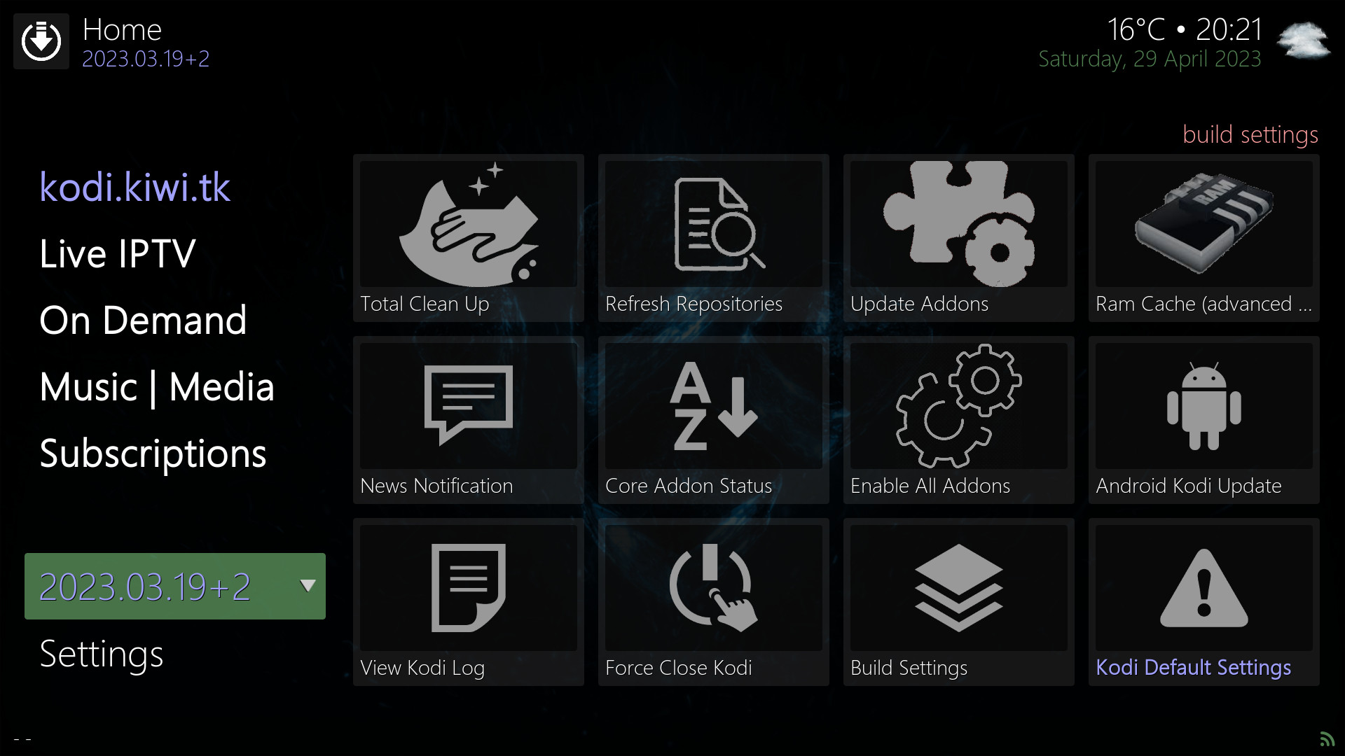 Build Settings screenshot
